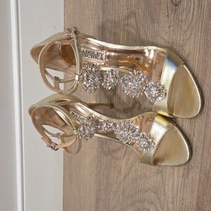 Badgley Mischka Gold Crystal Embellished Heels